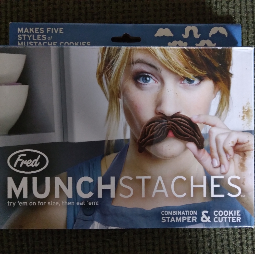 BRAND NEW mustache stamper & cookie cutter set